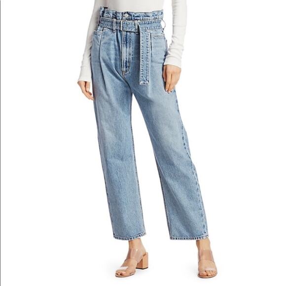 AGOLDE size 32 reworked 90s paper bag pants high rise straight leg baggy acid li - Picture 1 of 16